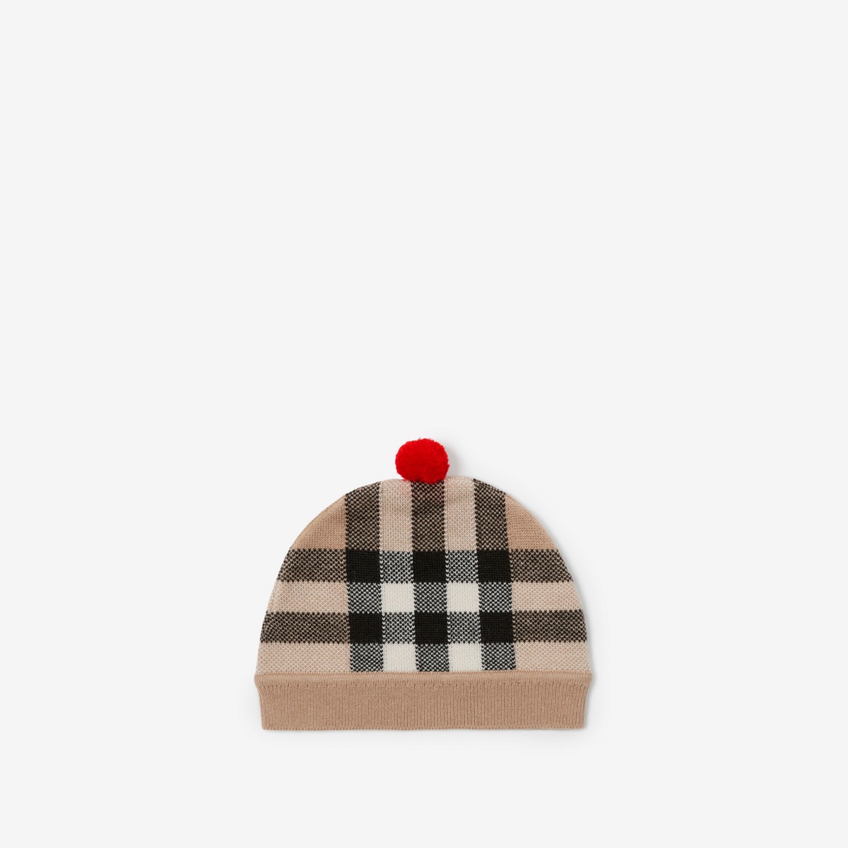 Burberry Childrens Check Wool Cashmere Beanie In Archive Beige