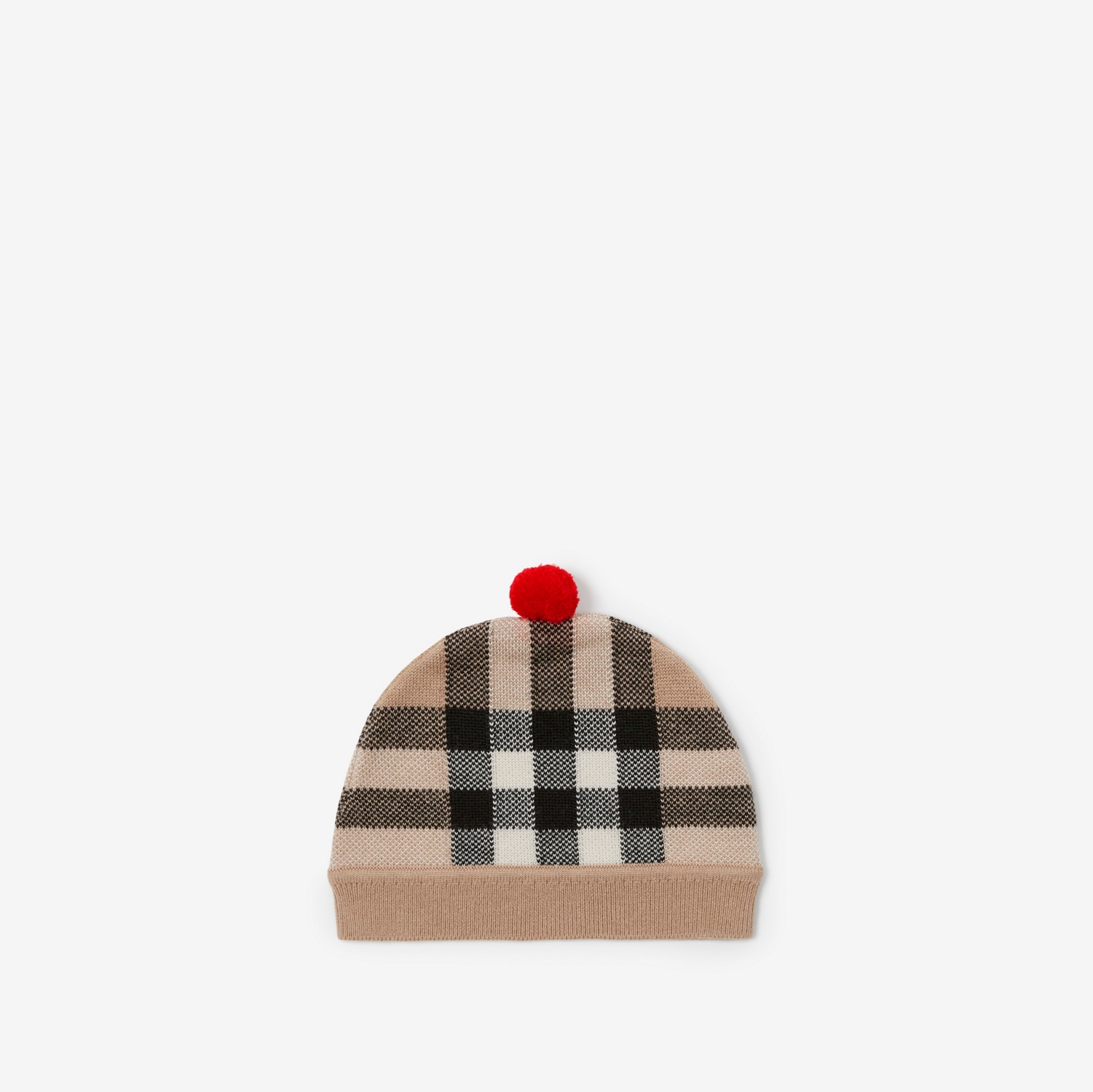 Check Wool Cashmere Beanie in Archive Beige - Children | Burberry® Official