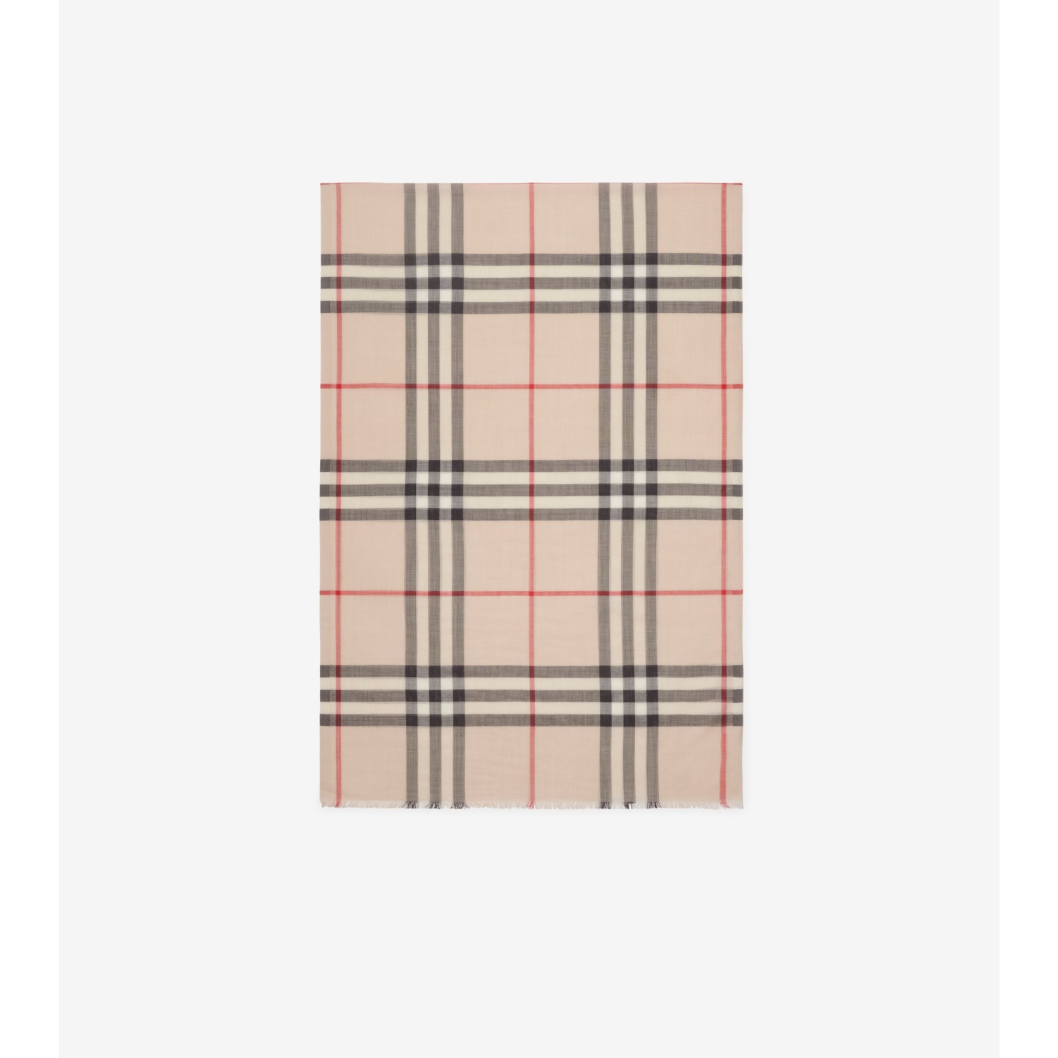 Check Wool Silk Scarf