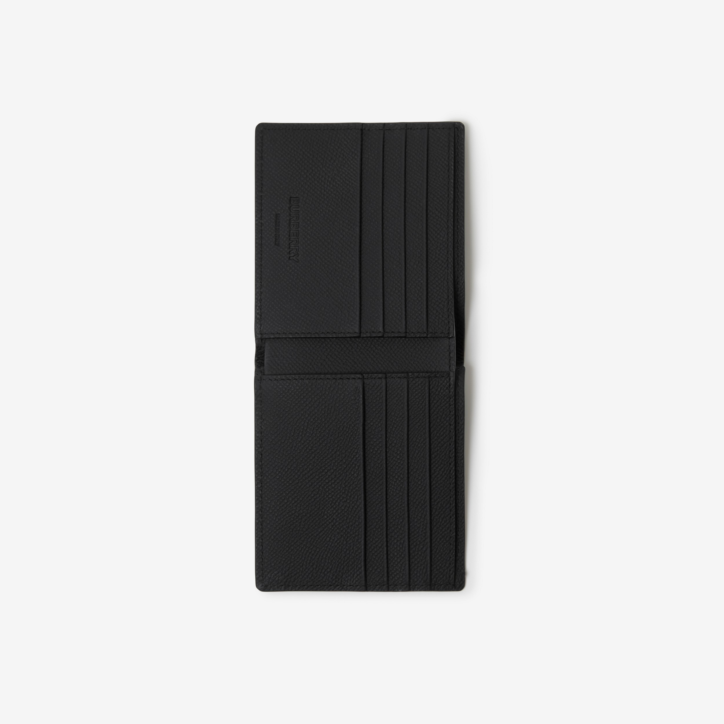Check and Leather Bifold Wallet in Charcoal - Men | Burberry® Official - 4