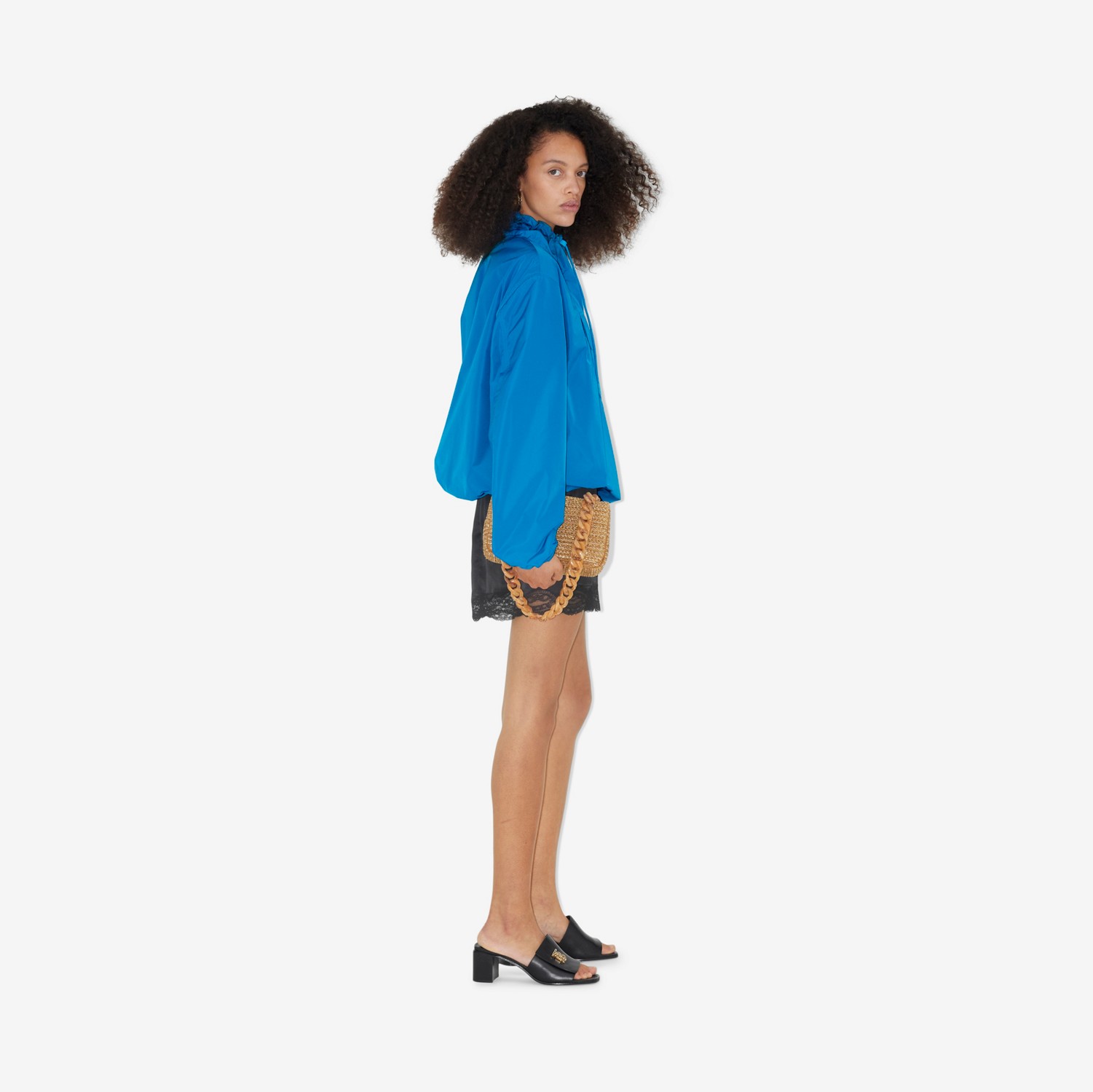 Logo Detail Taffeta Oversized Jacket in Vivid Blue - Women | Burberry® Official