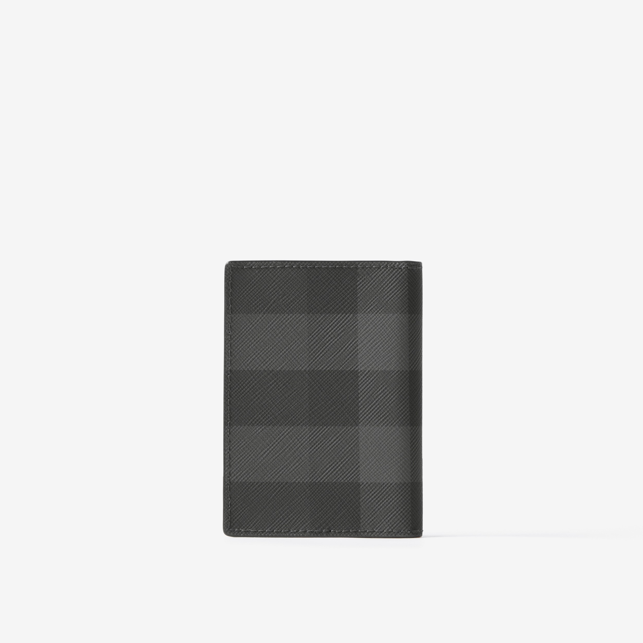 格纹拼皮革折叠式卡片夹 (炭灰色) - 男士 | Burberry® 博柏利官网 - 3