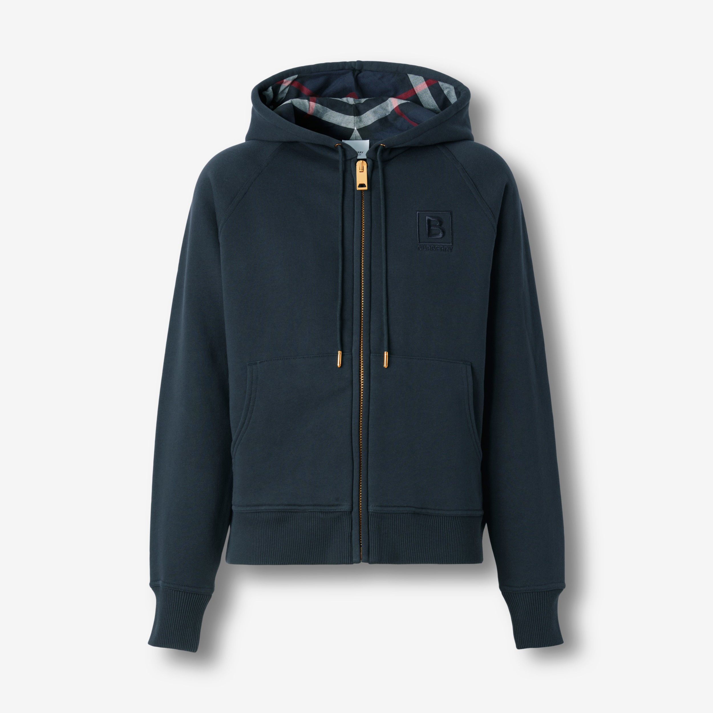 Letter Graphic Cotton Blend Zip Hoodie in Navy - Women | Burberry® Official