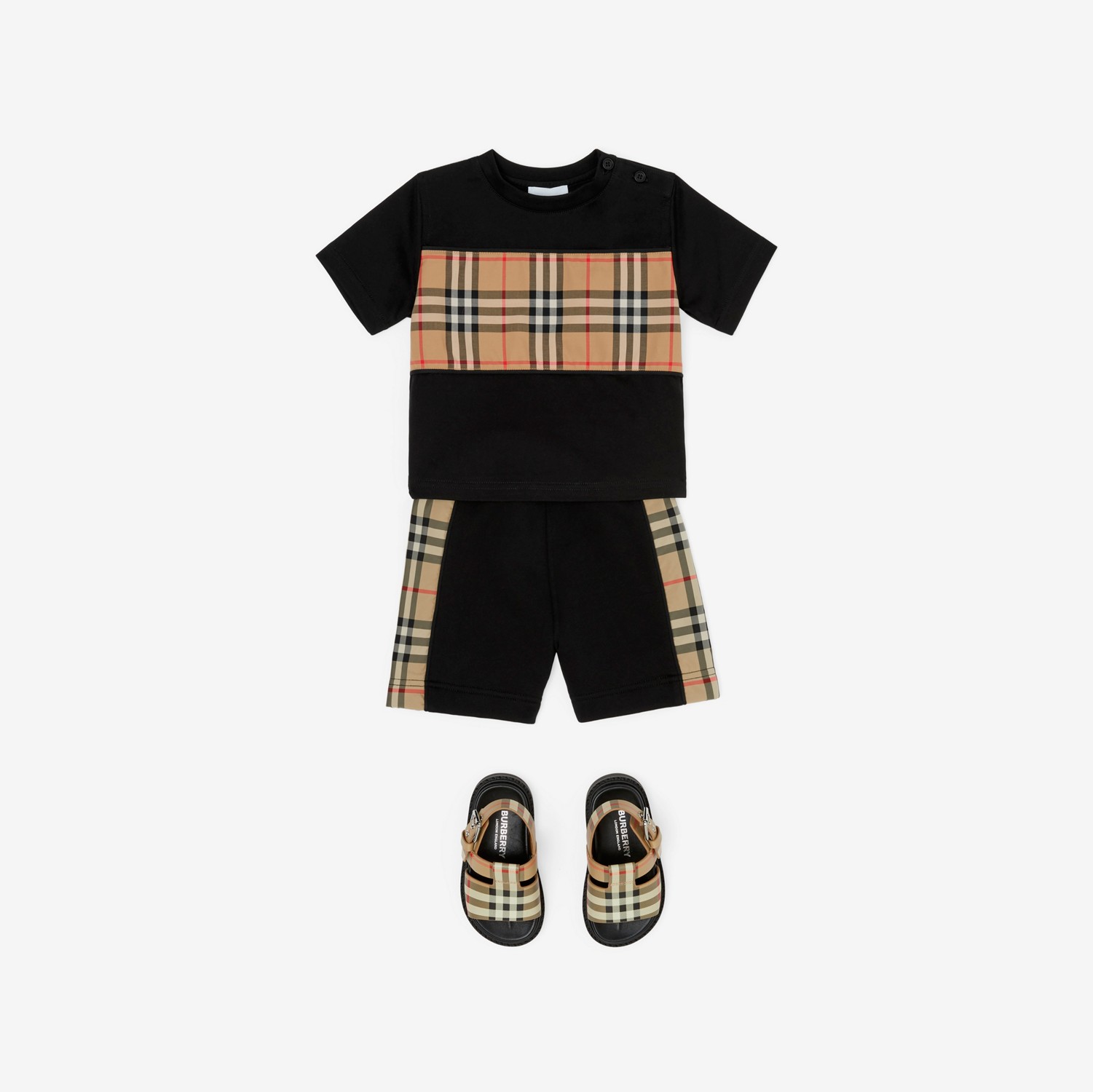 Vintage Check Panel Cotton T-shirt in Black - Children | Burberry® Official