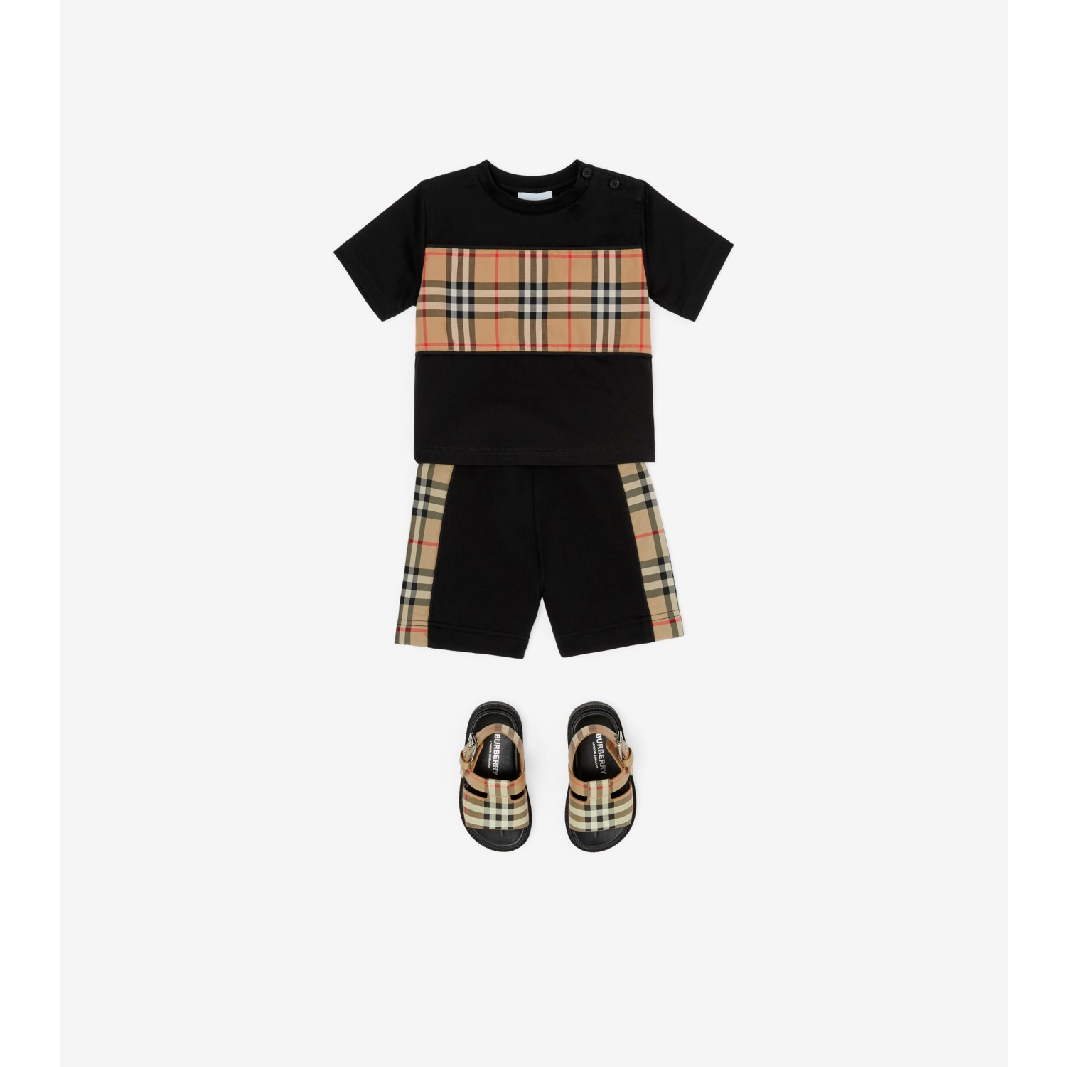 ヴィンテージチェックパネル コットンTシャツ (ブラック) | Burberry®公式サイト