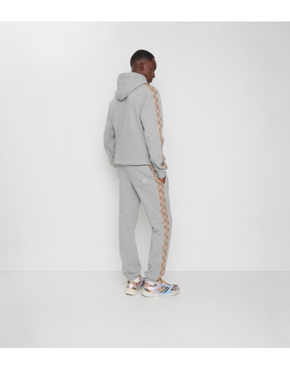 Check Trim Cotton Jogging Pants
