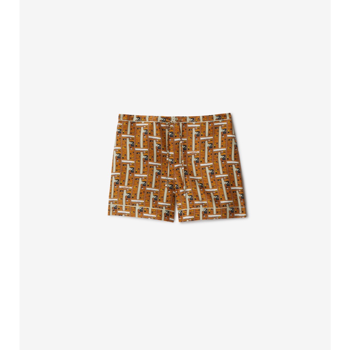 Shop Burberry Bus Silk Pyjama Shorts In Pumpkin