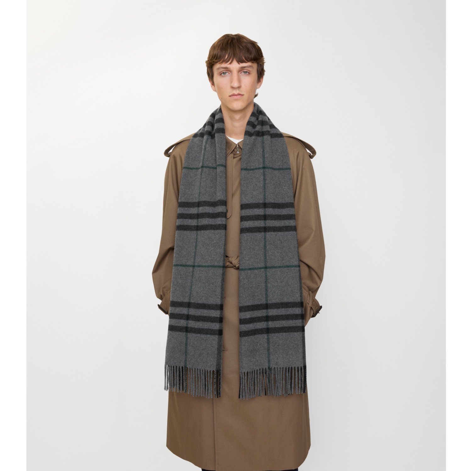 Wide Check Cashmere Scarf
