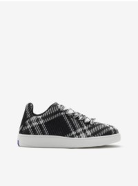 Product Shot of Men's Black Check Knit Box Sneakers