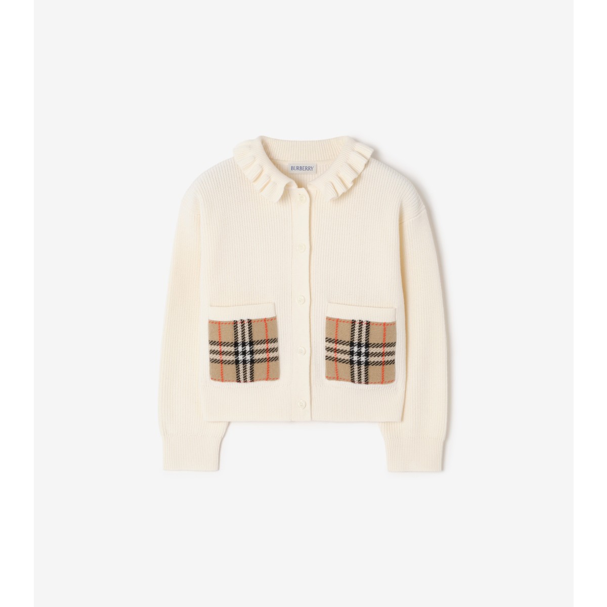  Check Pocket Cotton Wool Cardigan