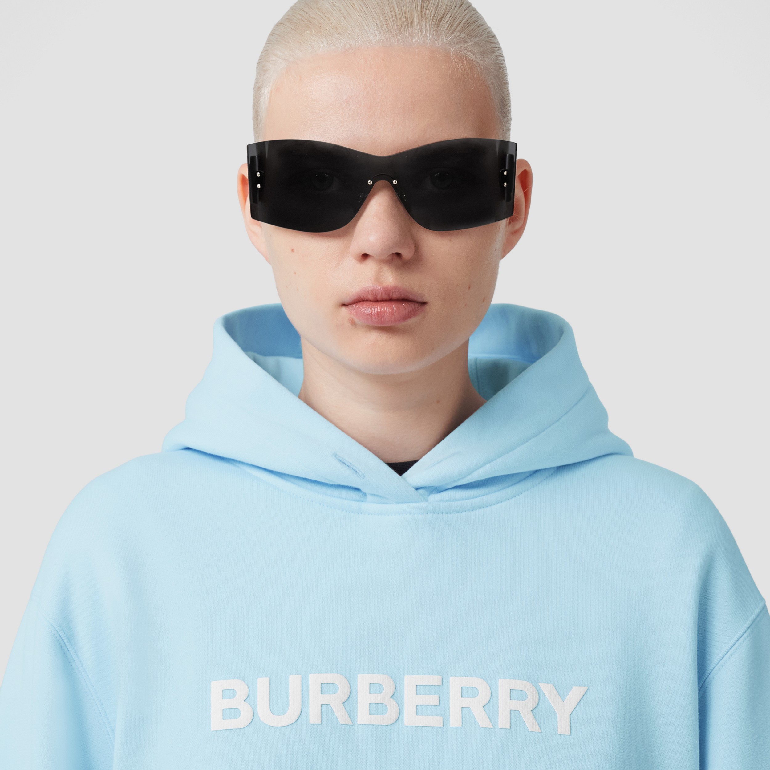 Logo Print Cotton Hoodie in Pale Blue - Women | Burberry® Official - 2