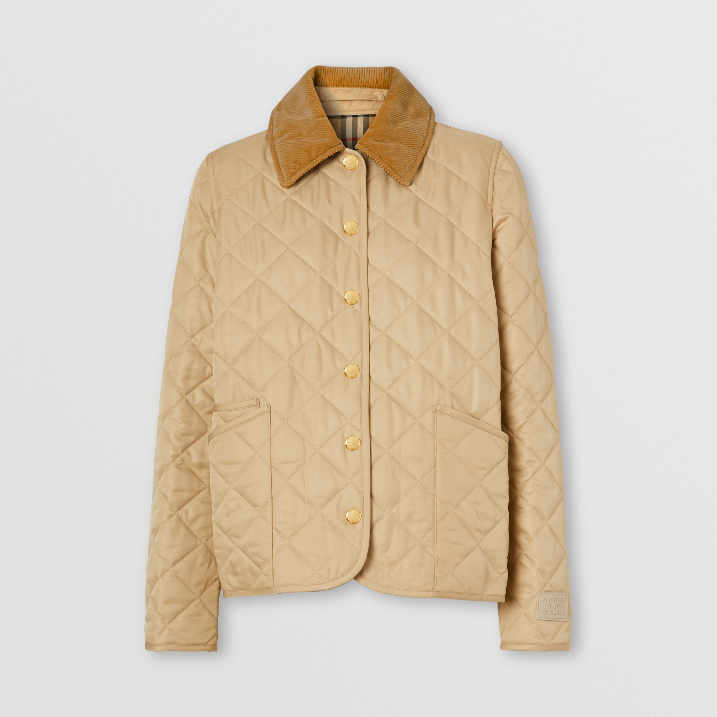 Corduroy Collar Diamond Quilted Jacket in Soft Fawn - Women | Burberry ...