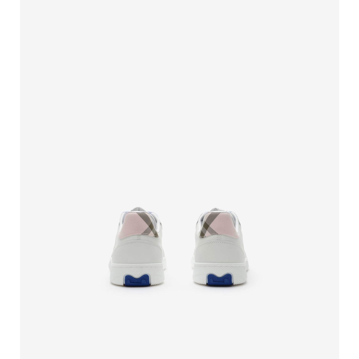 Leather and Check Terrace Sneakers​ in Optic white/mallow pink - Women | Burberry® Official