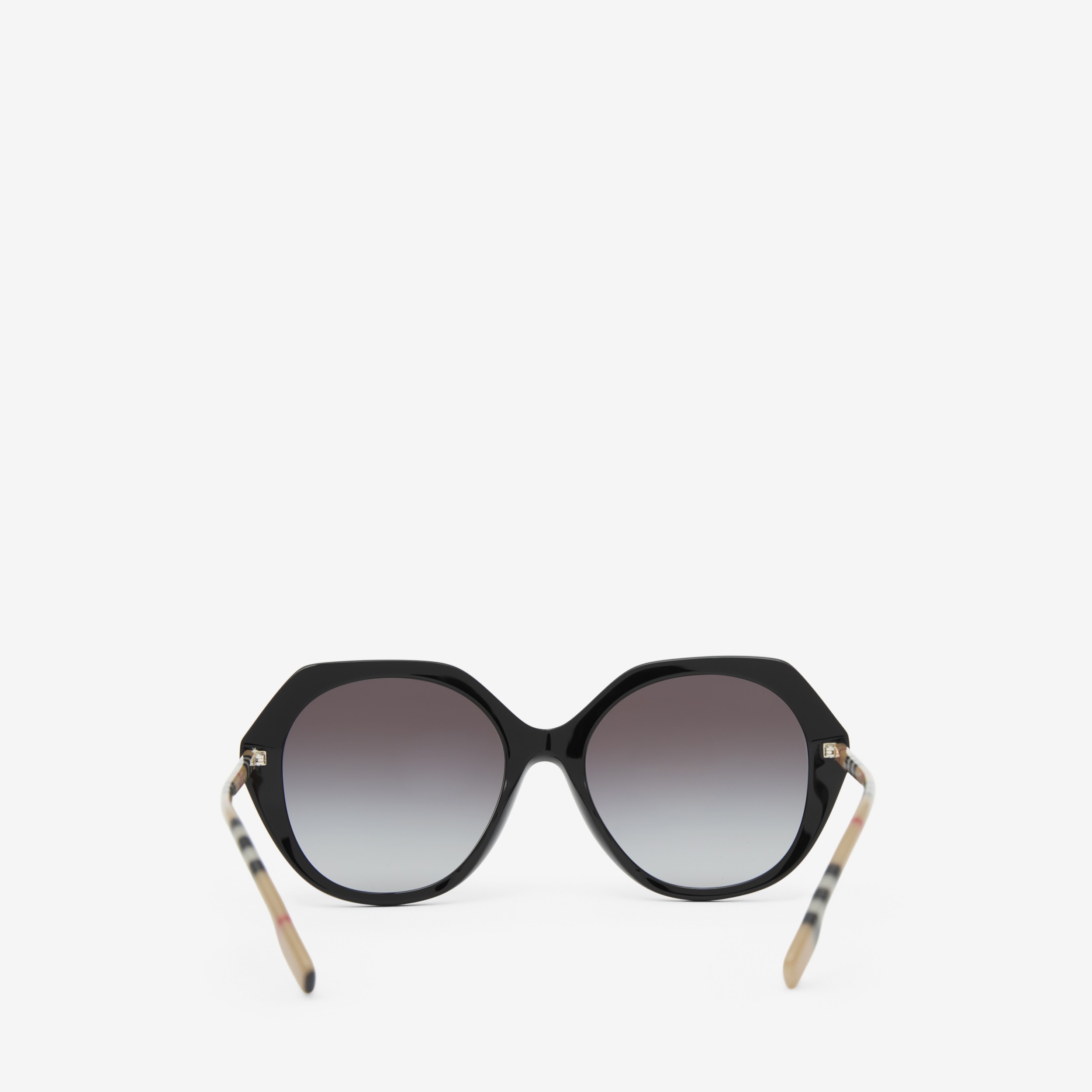 Oversized Check Detail Geometric Frame Sunglasses in Black - Women |  Burberry® Official