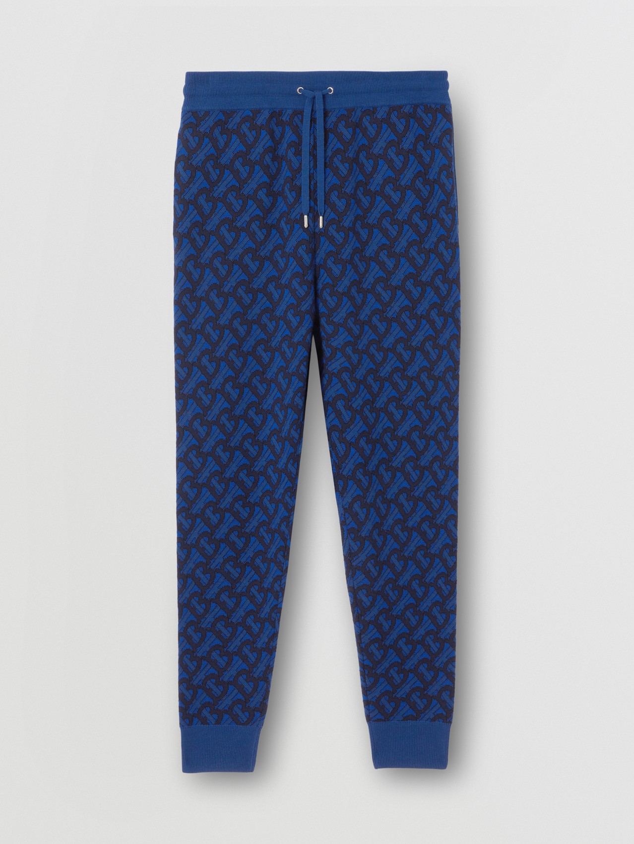 Calças jogger de lã com monograma em jacquard in Azul Royal