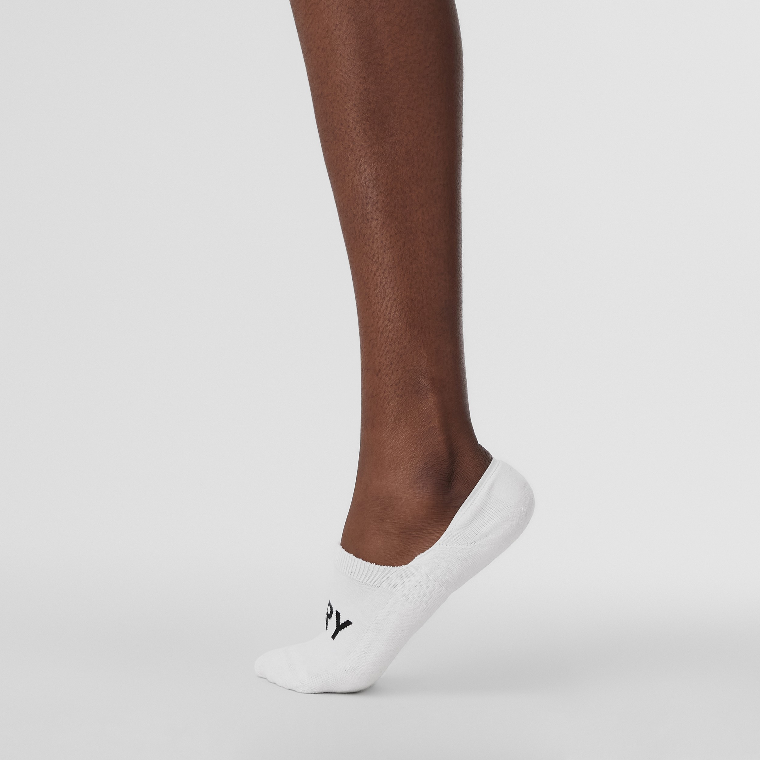 Logo Intarsia Cotton Blend Sneaker Socks in White | Burberry® Official - 3