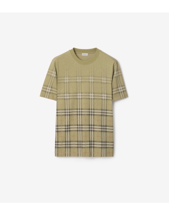 Gradient Check Cotton T-shirt
