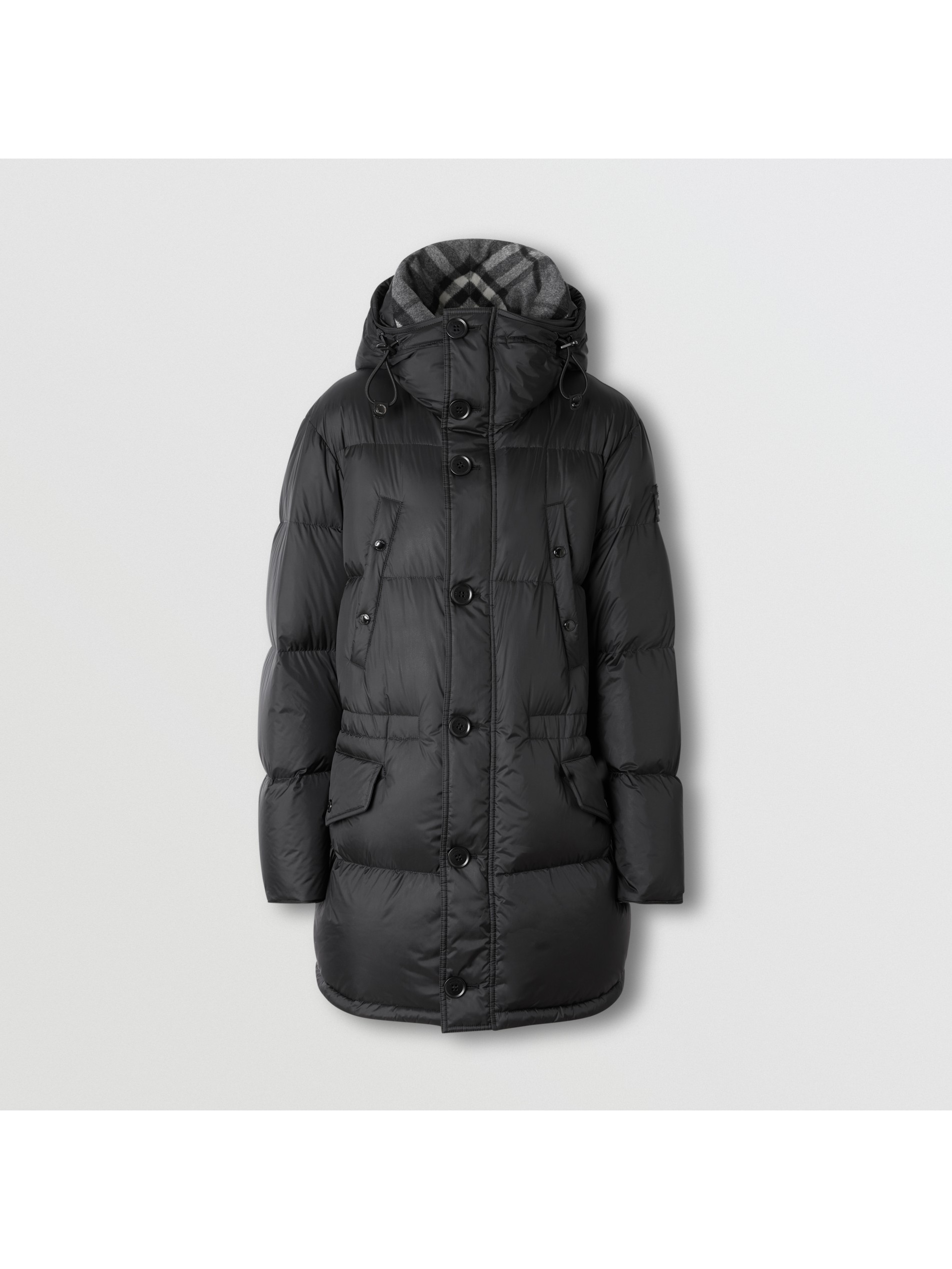 徽标装饰连帽羽绒服 (黑色) - 男士 | burberry 博柏利