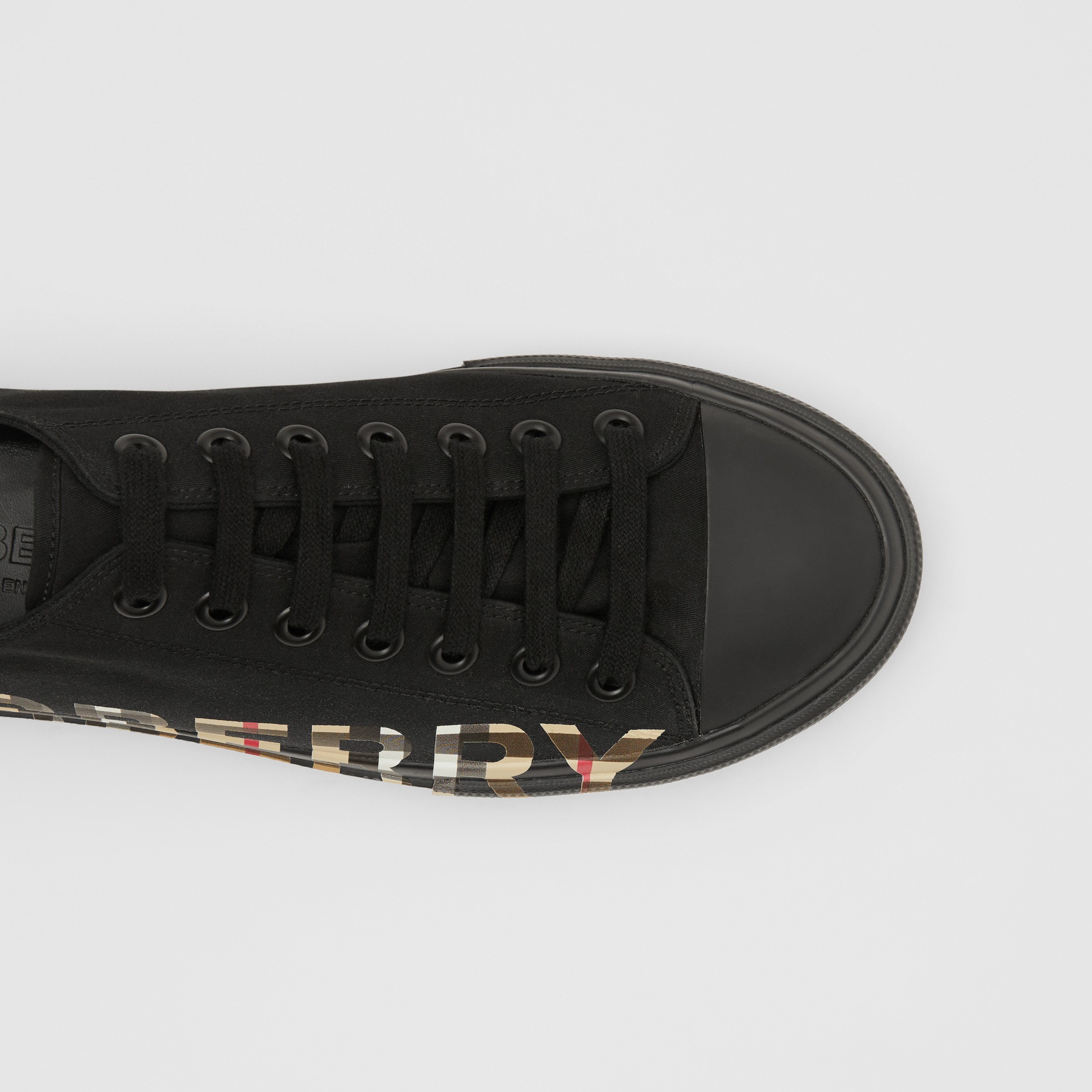 Sneakers en gabardine de coton à logo Vintage check (Noir/beige D'archive) - Homme | Site officiel Burberry® - 3
