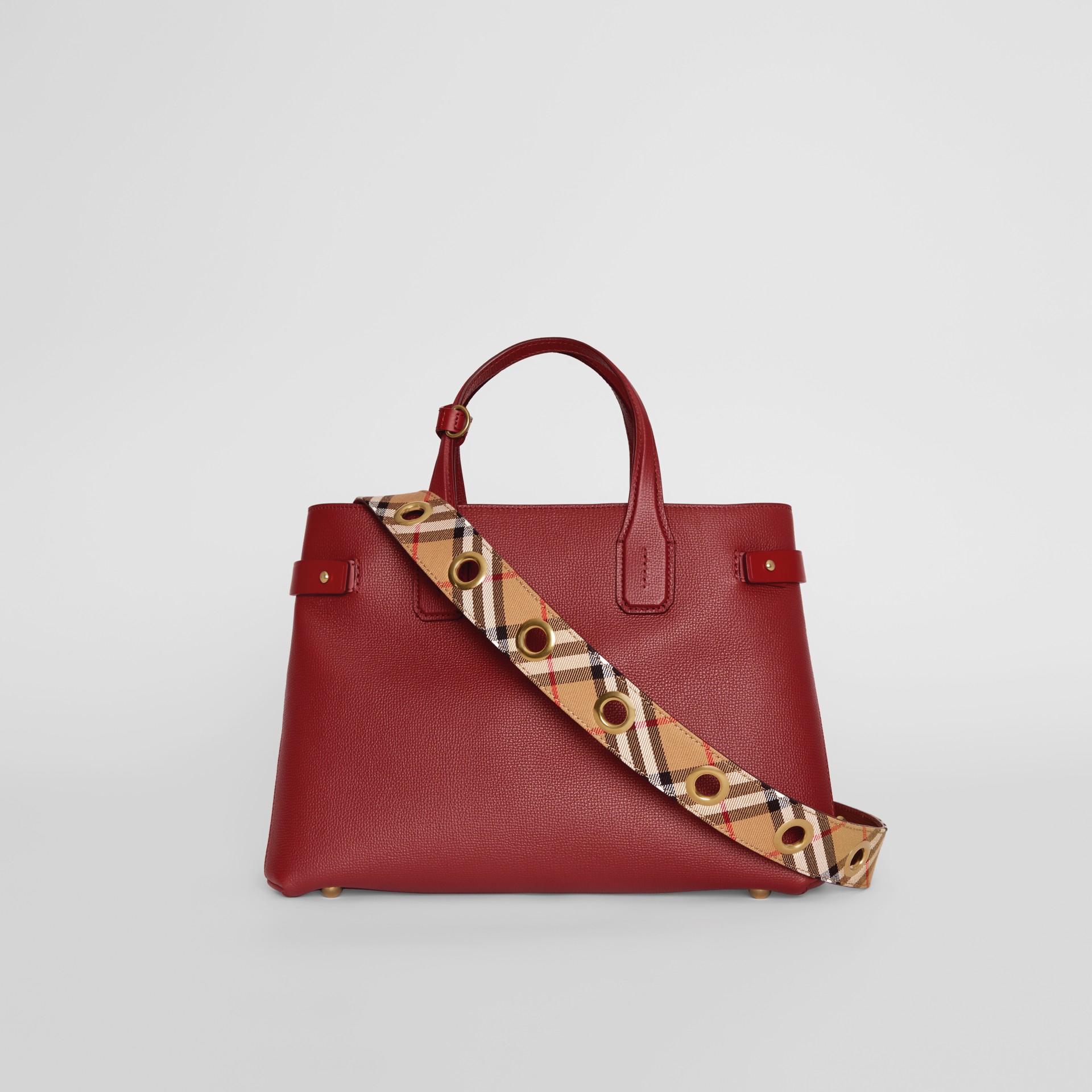 The Medium Banner in Leather with Grommeted Strap in Crimson - Women ...