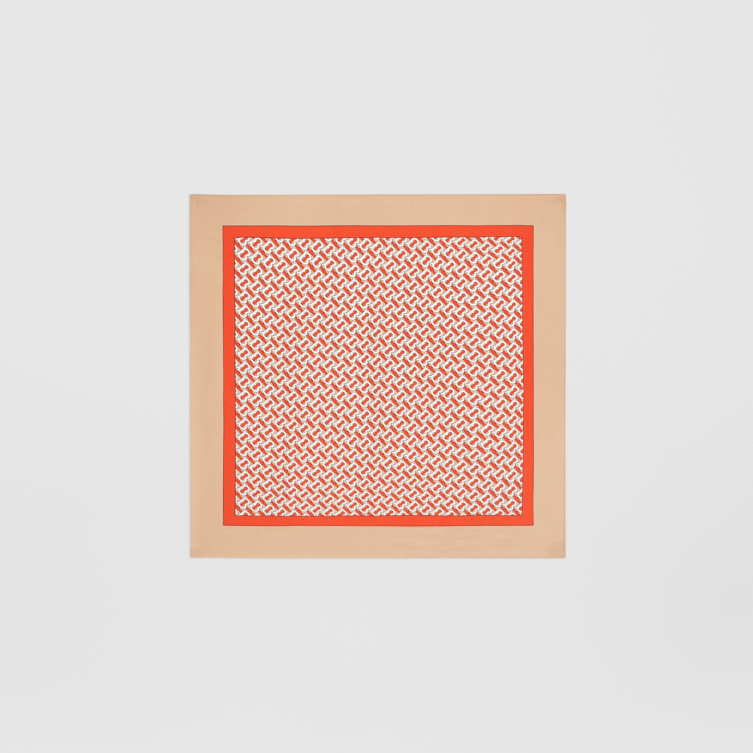 Monogram Print Silk Square Scarf in Vermilion | Burberry® Official - 1