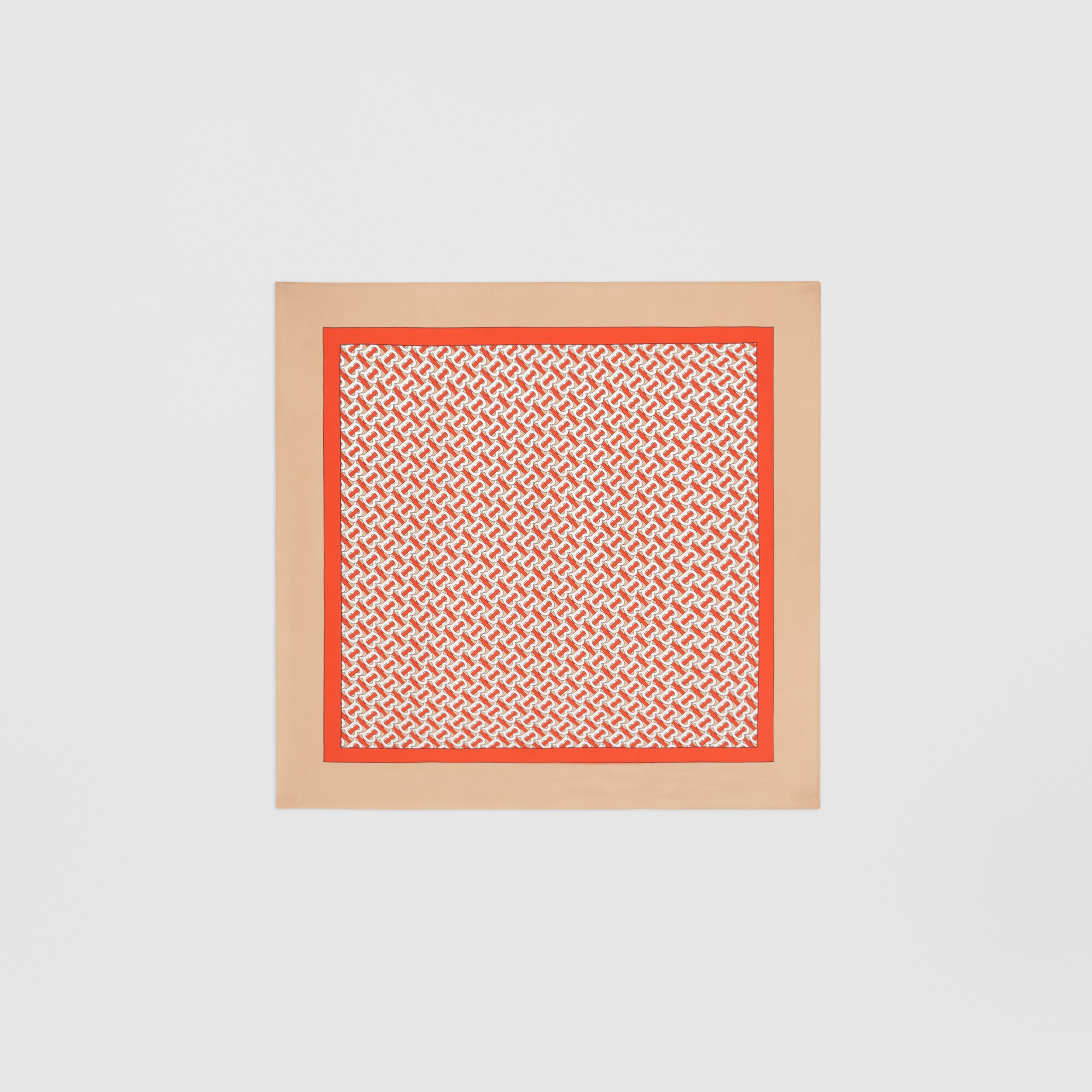 Monogram Print Silk Square Scarf in Vermilion | Burberry® Official
