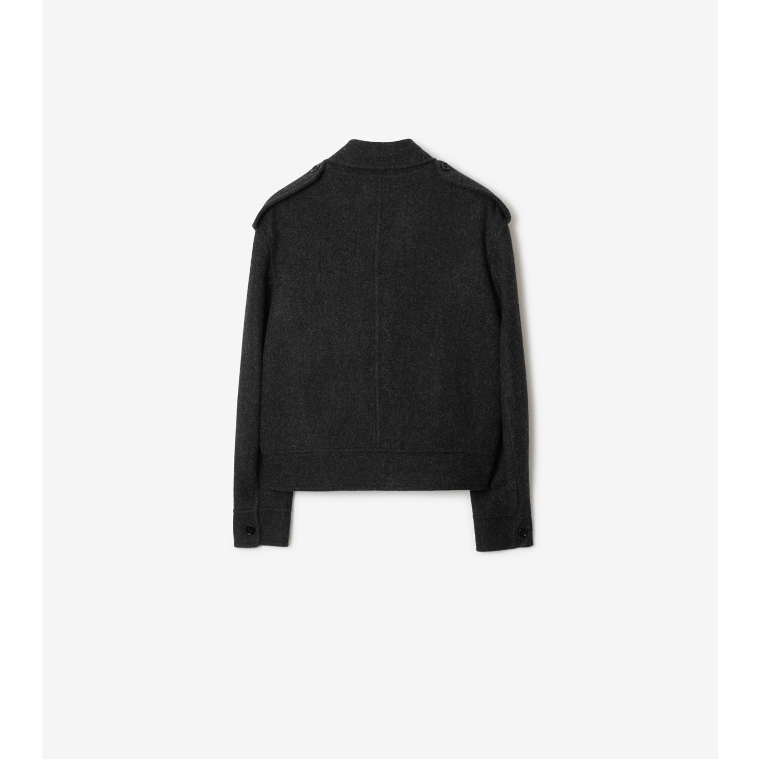 Wool Jacket In Dark Charcoal Melange Men Burberry Official