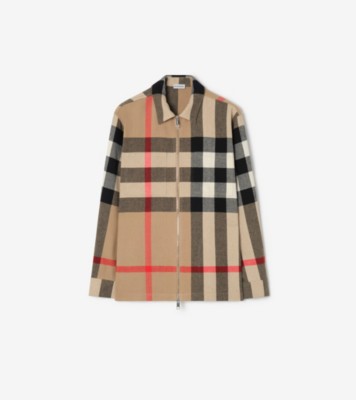 Check Wool Cotton Overshirt in Archive beige - Men | Burberry® Official