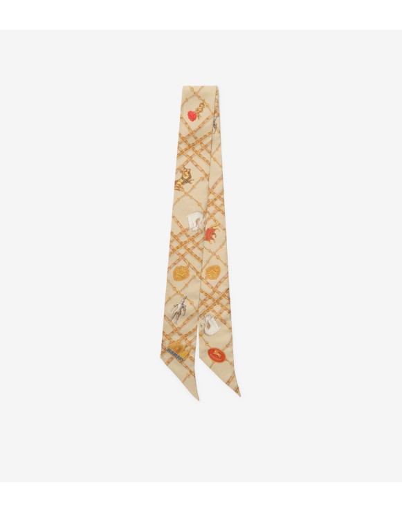 Skinny Check Charm Silk Scarf