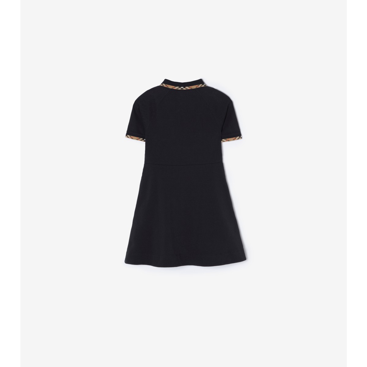  Check Trim Cotton Polo Shirt Dress