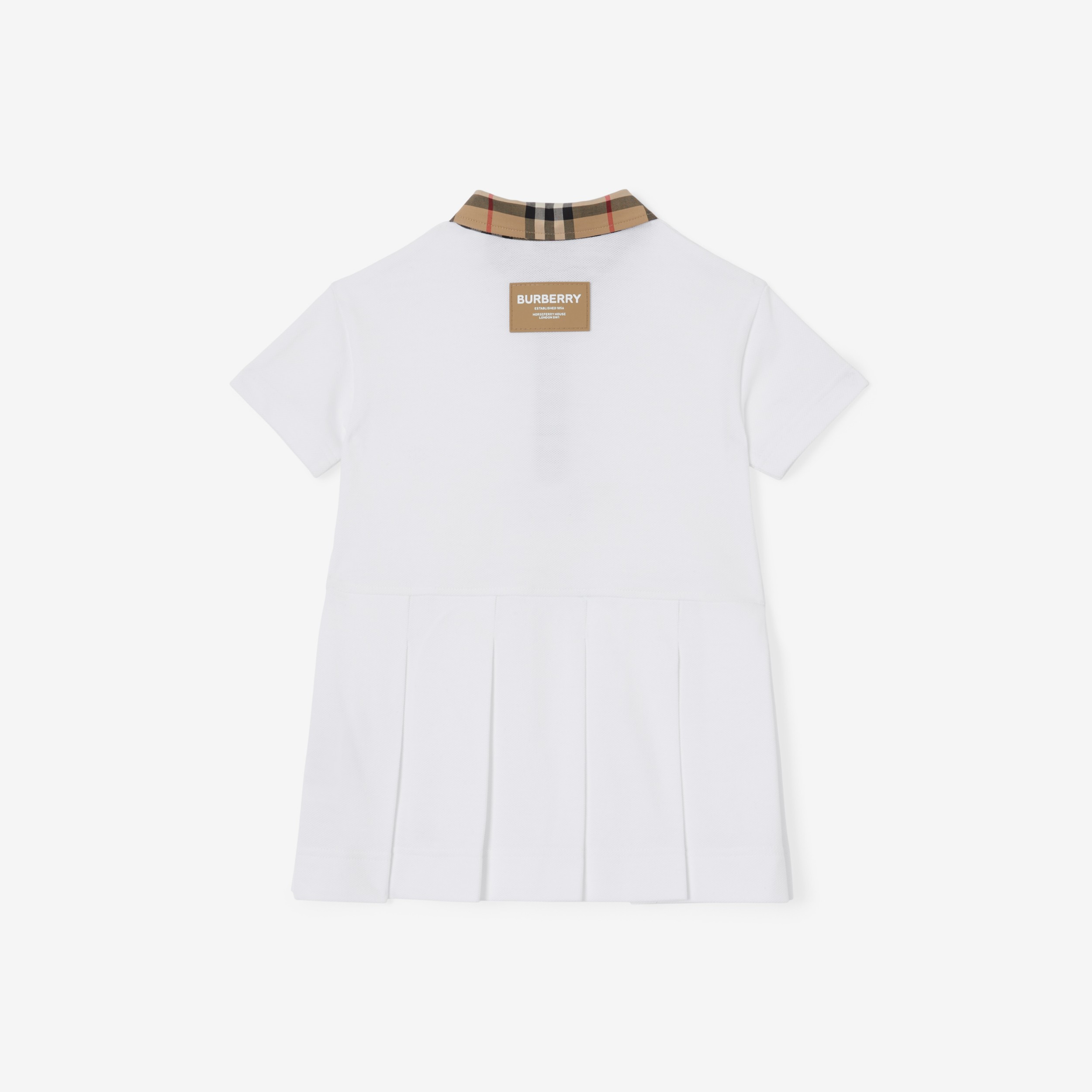 Vintage Check Trim Cotton Piqué Polo Shirt Dress in White - Children |  Burberry® Official