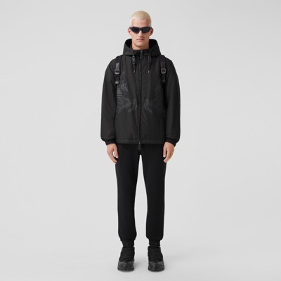 Burberry Equestrian Knight Design Hooded Jacket In Black