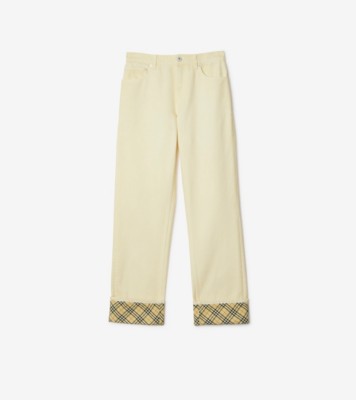 Denim Trousers in Candle Women Cotton Burberry Official