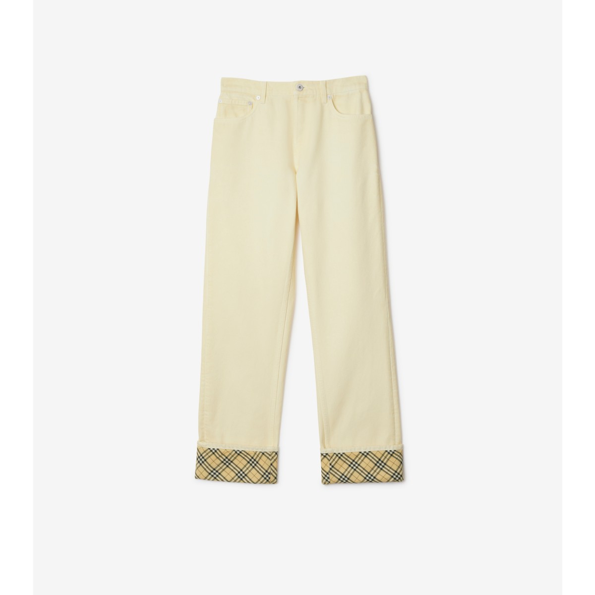 Shop Burberry Denim Trousers In Candle