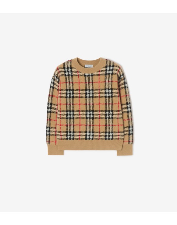 チェック ウールカシミア セーター