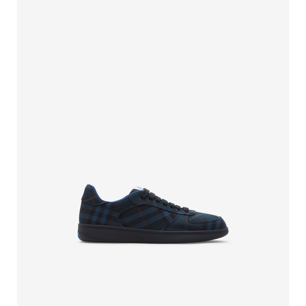 Burberry Plaid-pattern Sneakers With Textured Rubber Sole In Midnight