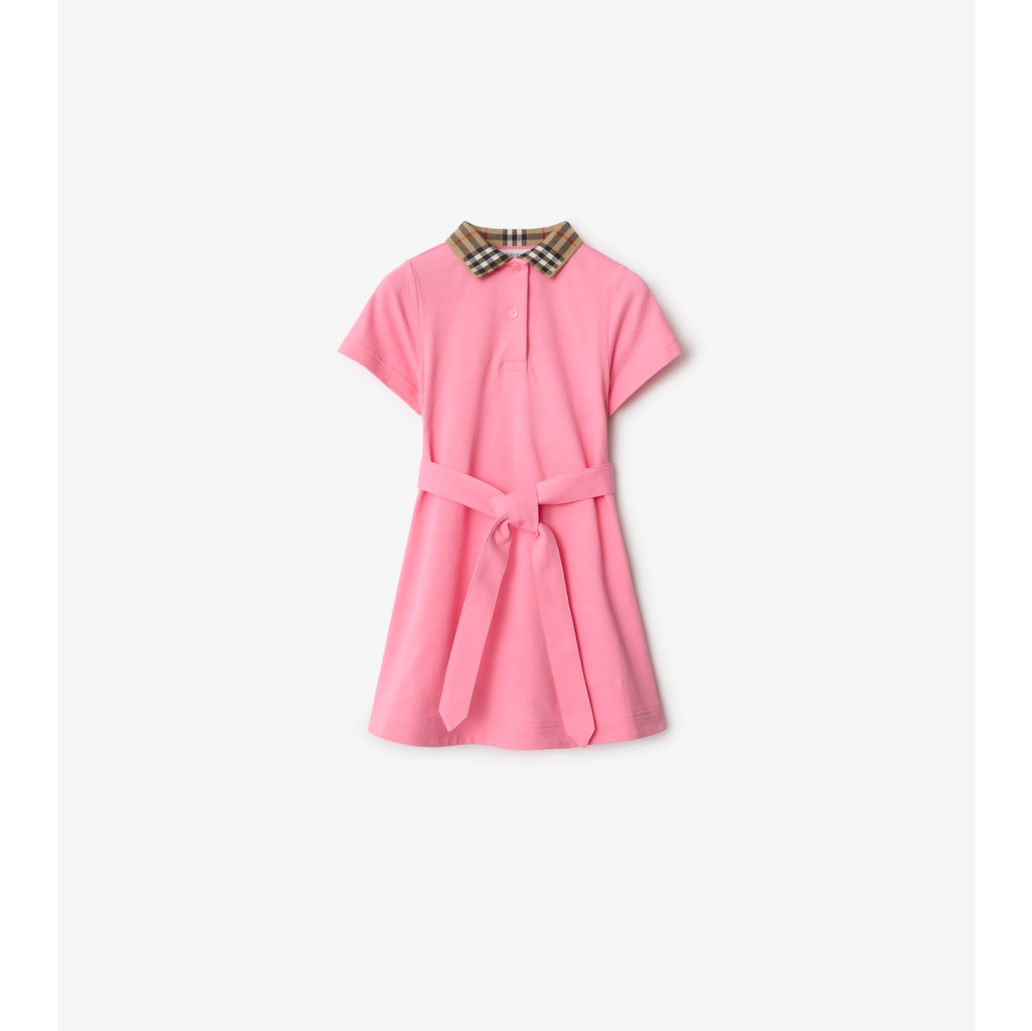 Check Collar Cotton Polo Shirt Dress