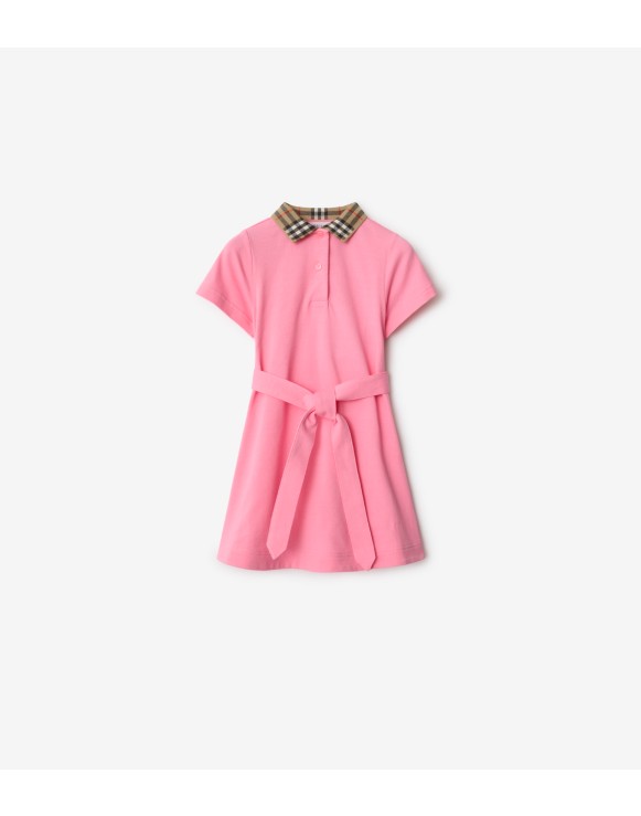 Check Collar Cotton Polo Shirt Dress