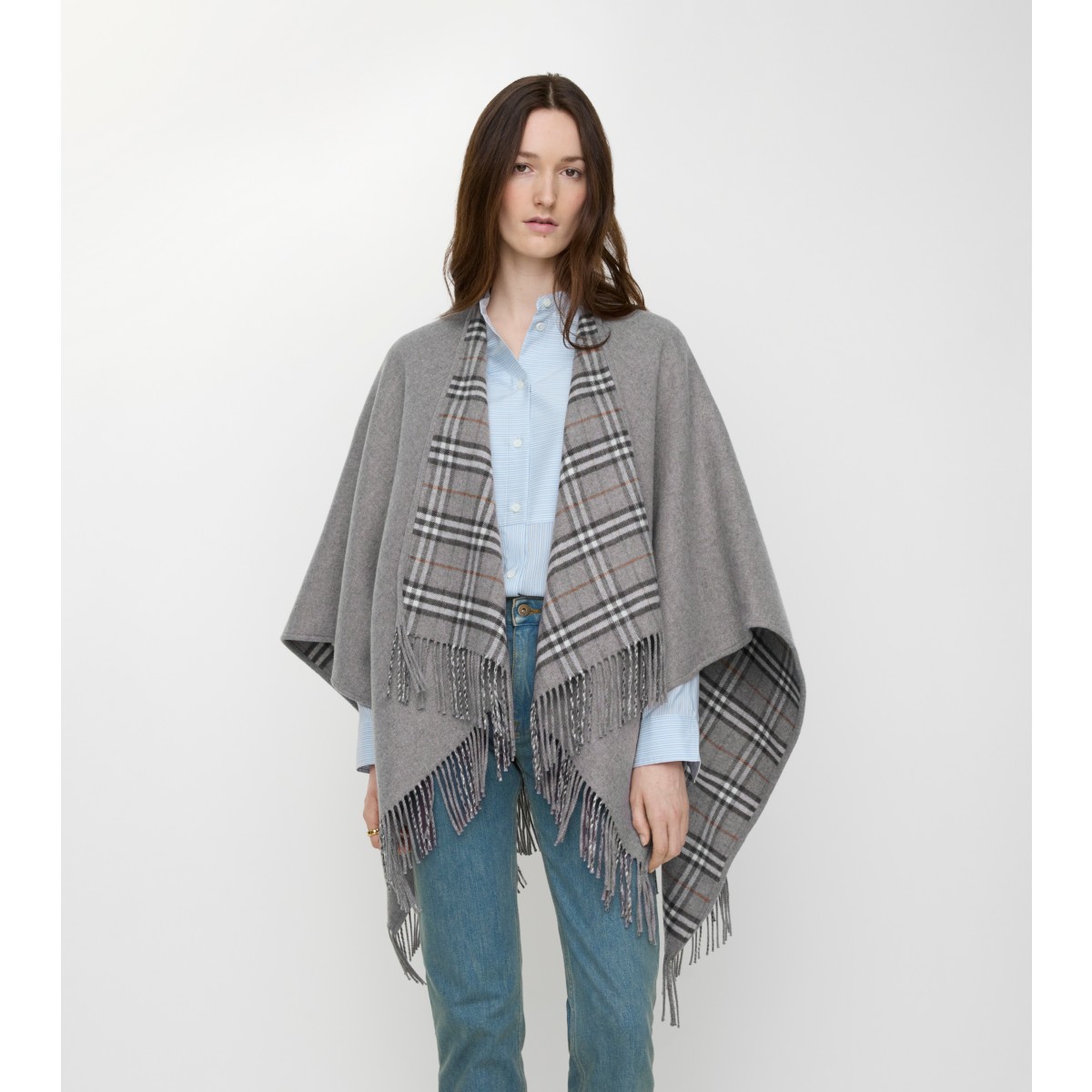  Check Reversible Wool Cape