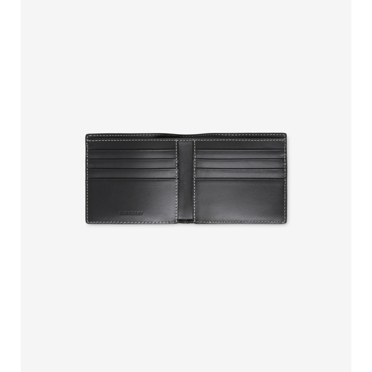 Check and Leather Bifold Wallet
