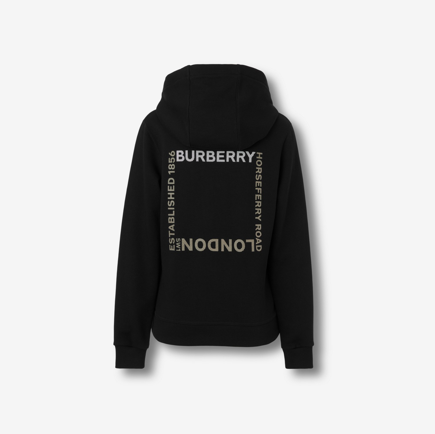 Horseferry Square Print Cotton Hoodie in Black - Women | Burberry® Official