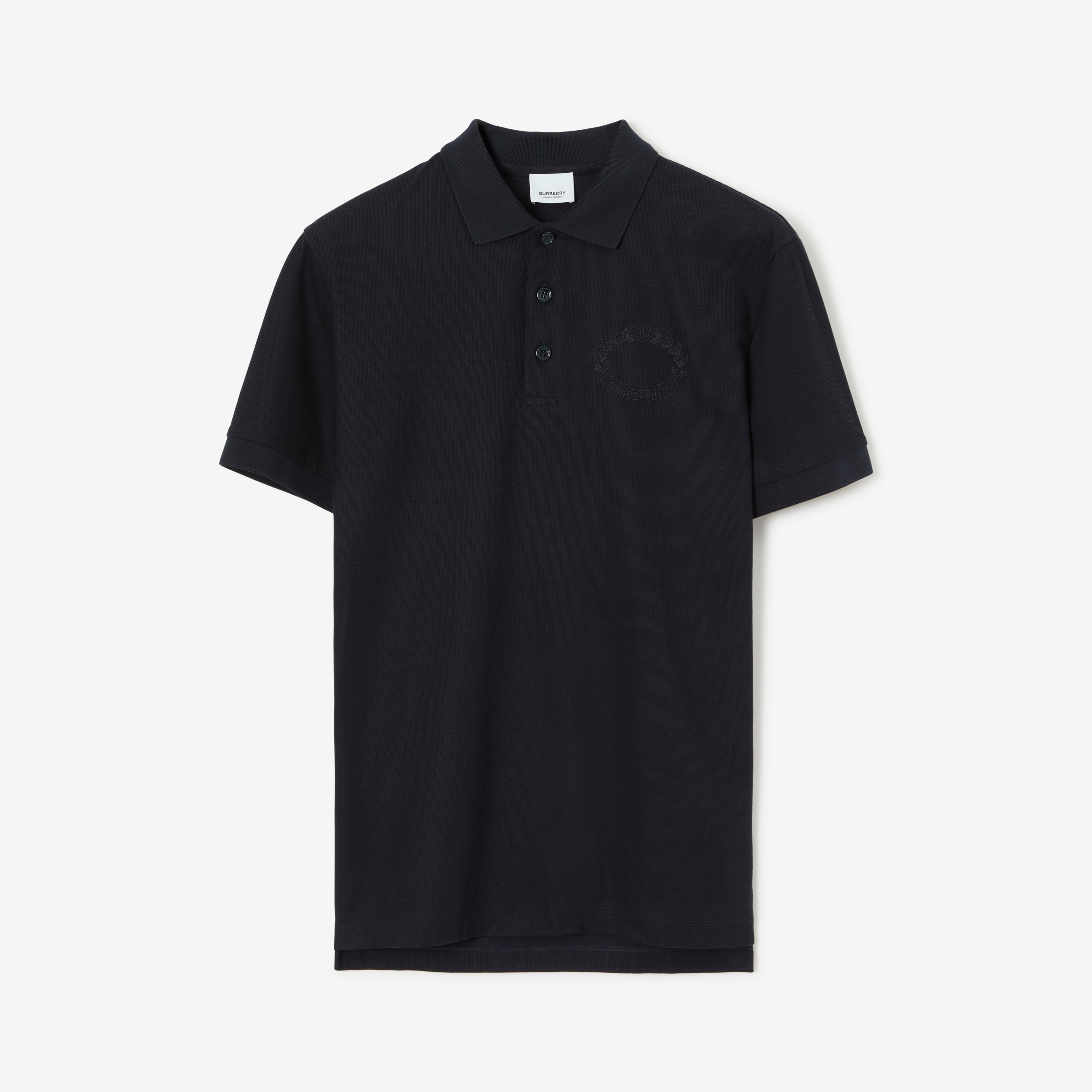 Baumwollpiqué-Poloshirt mit gesticktem Eichenblatt-Ritteremblem (Kohleblau) - Herren | Burberry® - 1