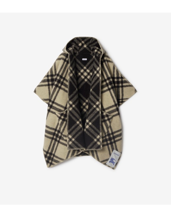 Reversible Check Wool Cape