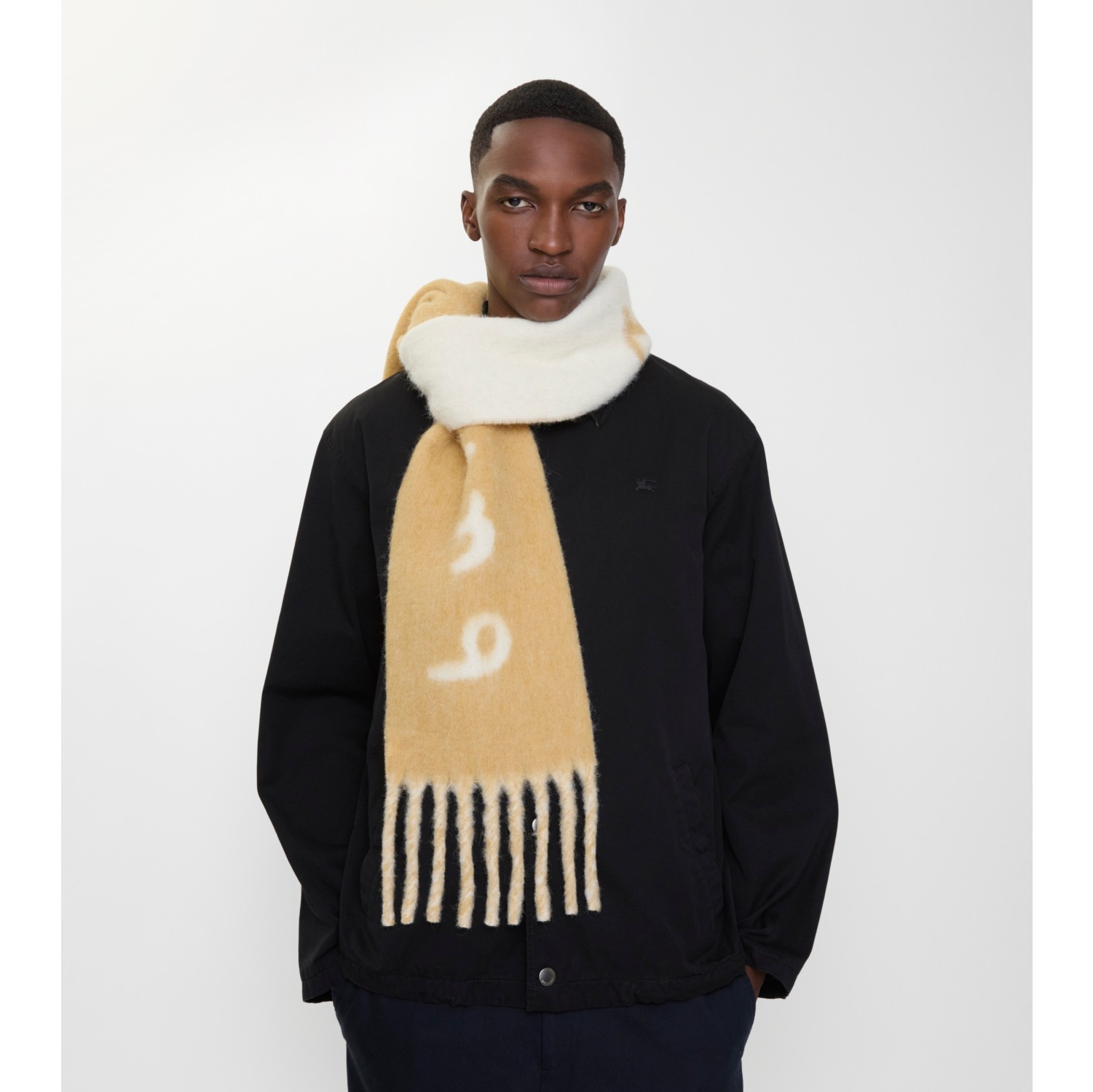 Reversible Logo Alpaca Wool Blend Scarf in Sand | Burberry® Official
