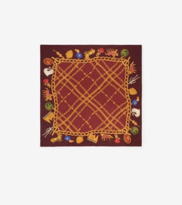 Check Charm Silk Scarf in Auburn brown | Burberry® Official