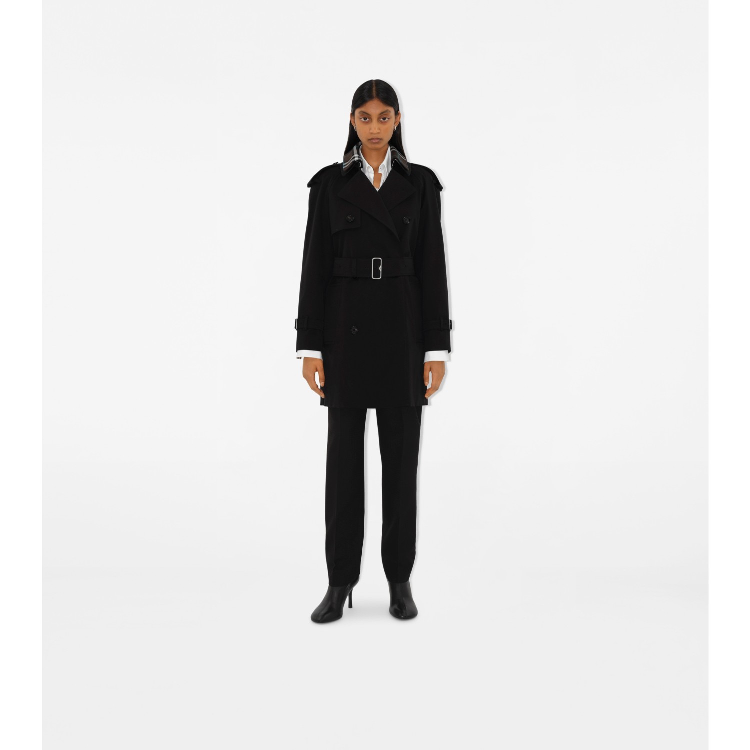 Short Gabardine Trench Coat