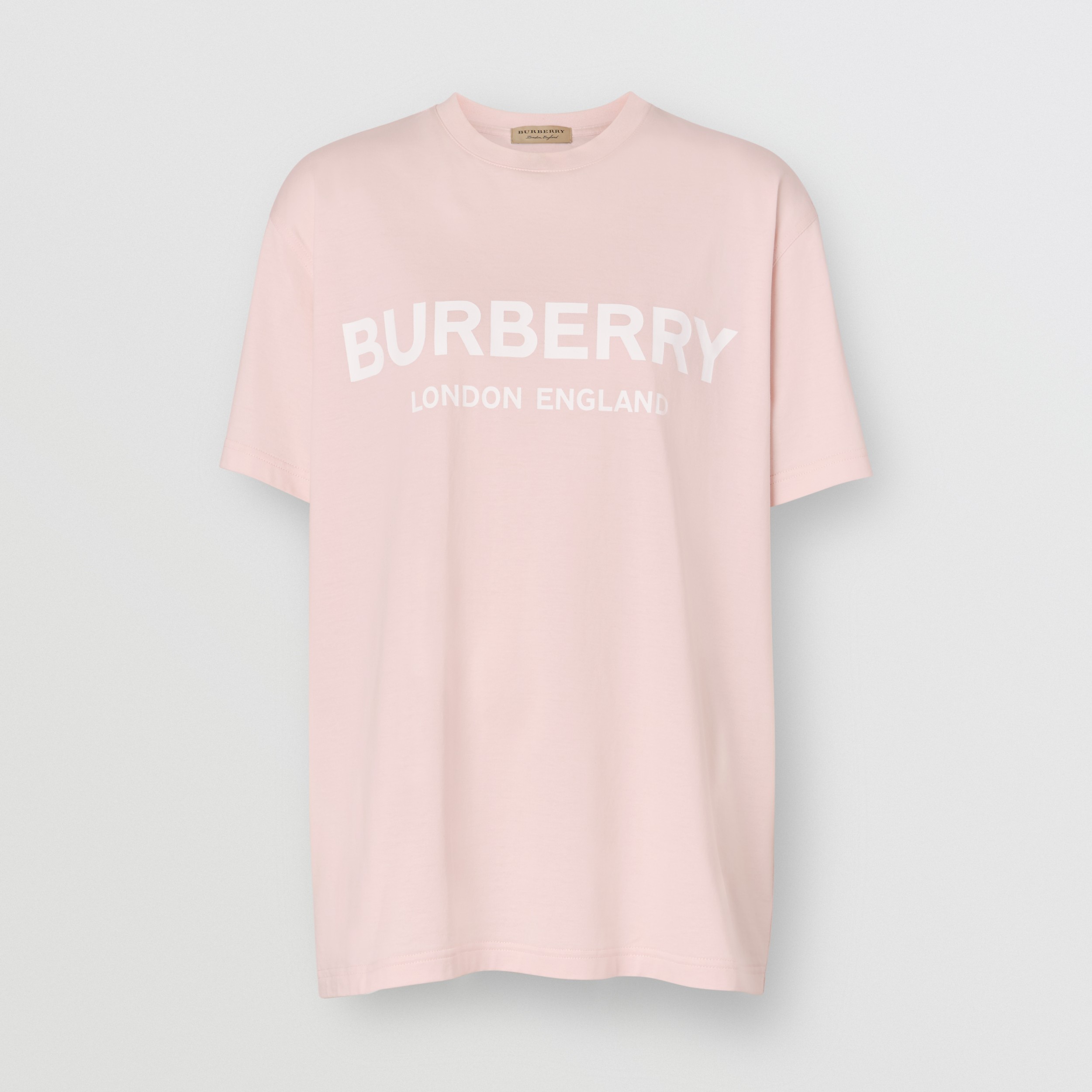 Logo Print Cotton Oversized T-shirt in Alabaster Pink - Women ...