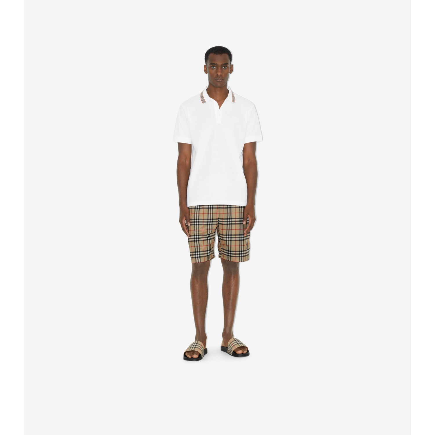 Burberry Men's Camouflage Check Cotton Tailored Shorts