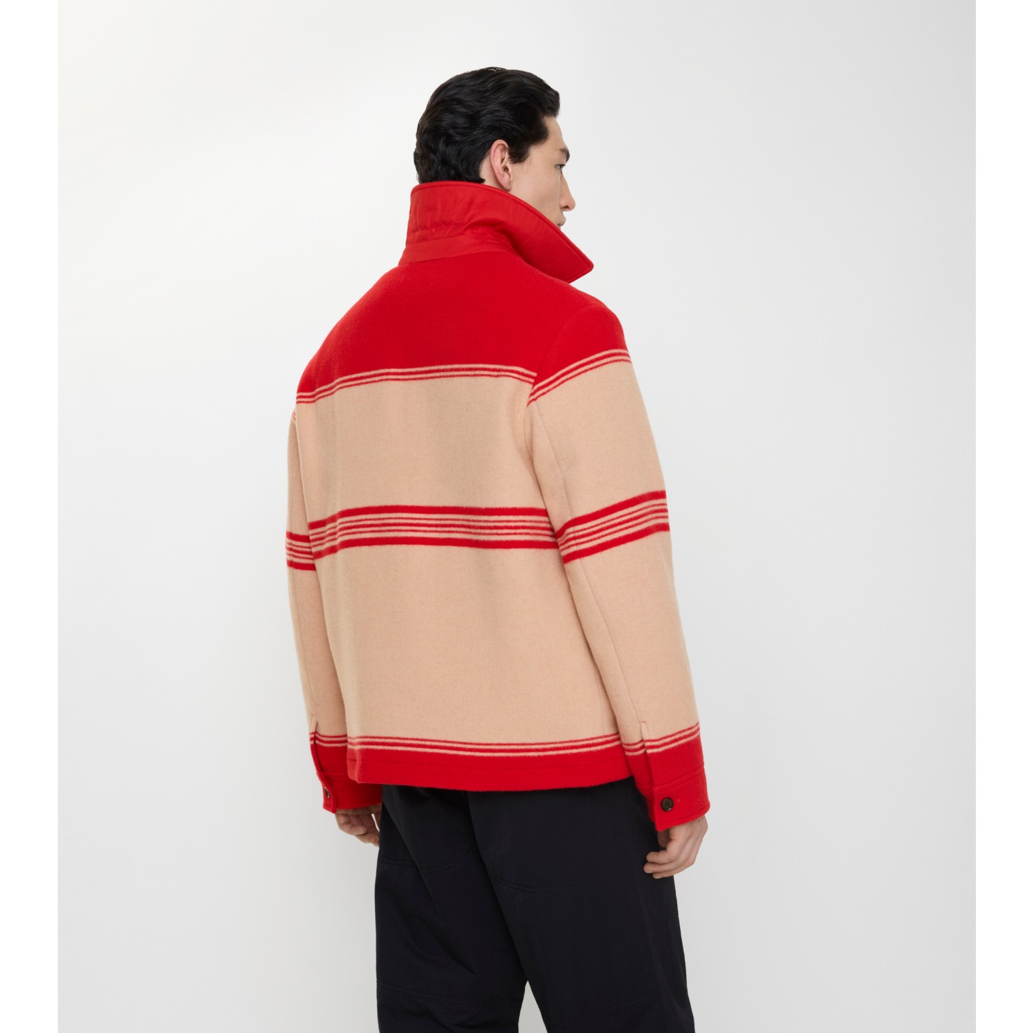 Striped Wool Nylon Jacket in Crayon red - Men | Burberry® Official