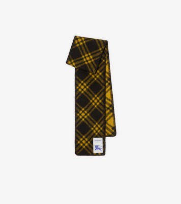 スカーフ Burberry Tiny Check Wool Scarf - Unisex Narrow Check Wool Scarf in Chocolate brown/crown yellow